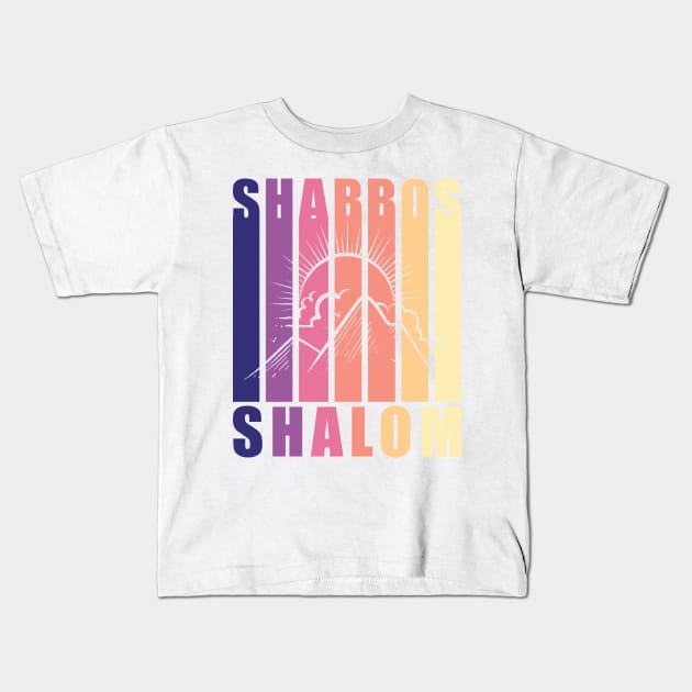 Shabbos Shalom Vintage Sunset Kids T-Shirt by DPattonPD